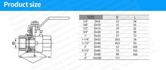 Aço inoxidável 304 316 válvula de esfera CF8M CF8 NPT BSPT Filamento 1pc para estrutura do diafragma e preto industrial