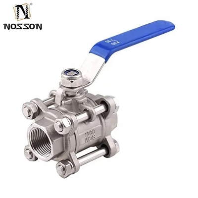 Valva de bola de aço inoxidável 2 3 4 polegadas NPT Thread Feminino 3 peças Full Port Manual Operação ISO9001 Certificado Não padrão