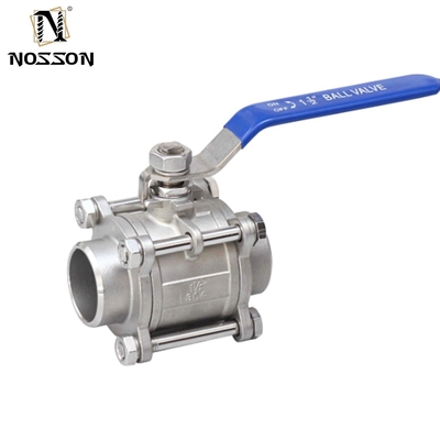 Valva de bola de aço inoxidável 2 3 4 polegadas NPT Thread Feminino 3 peças Full Port Manual Operação ISO9001 Certificado Não padrão