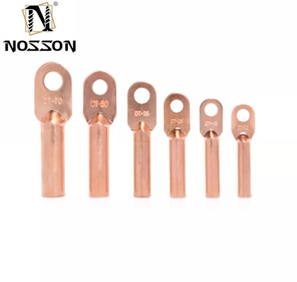 Recolha de fios Automotivo 600v a 35 KV AWG Bateria Tubular Cable Lug com terminação de sino / Anel de cobre roxo Terminal Lug revestido de estanho
