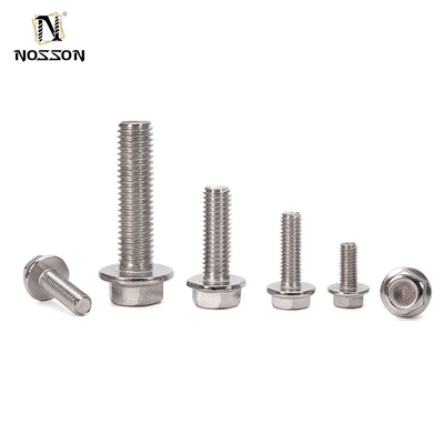 DIN padrão 304 aço inoxidável para revestimento antiderrapante de flange dentado parafuso com lavadora hexagonal externa parafuso parafuso acabamento liso acabamento antiderrapante