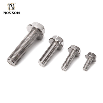 DIN padrão 304 aço inoxidável para revestimento antiderrapante de flange dentado parafuso com lavadora hexagonal externa parafuso parafuso acabamento liso acabamento antiderrapante
