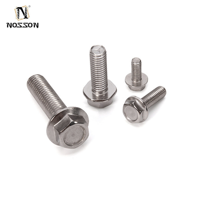 DIN padrão 304 aço inoxidável para revestimento antiderrapante de flange dentado parafuso com lavadora hexagonal externa parafuso parafuso acabamento liso acabamento antiderrapante
