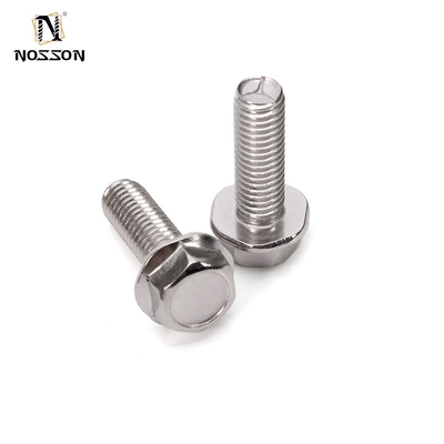 DIN padrão 304 aço inoxidável para revestimento antiderrapante de flange dentado parafuso com lavadora hexagonal externa parafuso parafuso acabamento liso acabamento antiderrapante