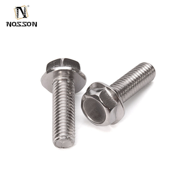 DIN padrão 304 aço inoxidável para revestimento antiderrapante de flange dentado parafuso com lavadora hexagonal externa parafuso parafuso acabamento liso acabamento antiderrapante