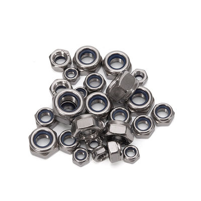 Nozes de bloqueio hexadecimal de medição métrica padrão ISO com acabamento revestido com cromo e inserção de nylon revestida com zinco de classe 8