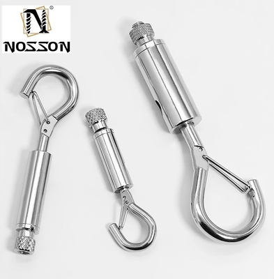 Tratamento eletrolítico de aço inoxidável de 8 mm-50 mm de extremo duplo de parafuso Snap Hook Carabiner para acessórios de mergulho de trela para cães
