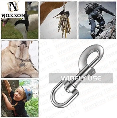 Mineração de aço inoxidável SS304 SS316 A2 A4 Anel Oval Cão Leash Corda Olho Redondo Giratório Snap Hook Indústria Pesada Acessório essencial