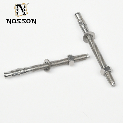 DIN Standard Silver Zinc Plated Galvanized Steel Wedge Anchor Bolts M8 M10 M12 M14 M16 M20 M24 com acabamento passivo