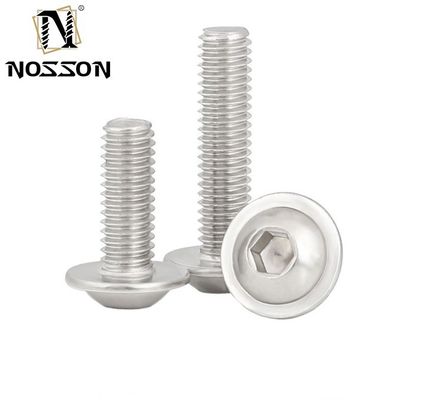 304 aço inoxidável Hex Hexagon Socket Round Button Flange Head Screw Bolt com colarinho de lavar roupa acabamento simples ISO Certificado