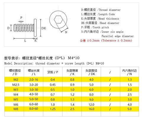 M3 M4 M5 M6 Ultra Thin Head Hex Socket Screw INCH Measurement System Adequado para várias utilizações industriais
