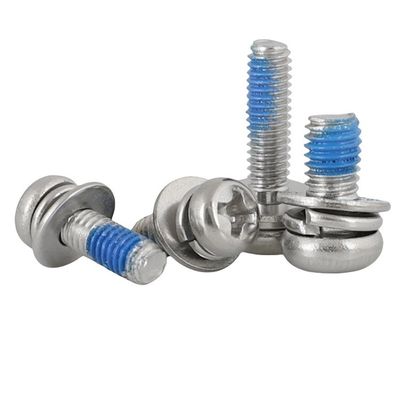 Aço inoxidável SUS 304 316 316L acabamento plano cruzado encaixado cabeça de panela Sems parafuso DIN7985 M3 M4 M5 com certificação ISO