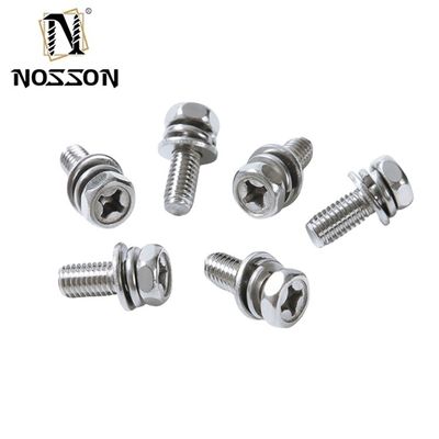 Aço inoxidável SUS 304 316 316L acabamento plano cruzado encaixado cabeça de panela Sems parafuso DIN7985 M3 M4 M5 com certificação ISO