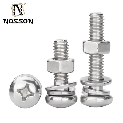 Sistema de medição INCH Pan Head Cross Screw Zinc M3 M4 M5 M6 com tamanhos de 1,6-20 mm e acabamento cromado