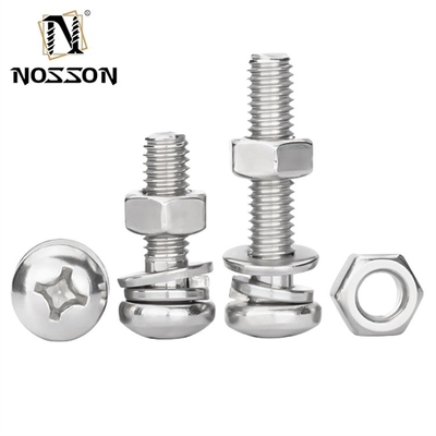 Sistema de medição INCH Pan Head Cross Screw Zinc M3 M4 M5 M6 com tamanhos de 1,6-20 mm e acabamento cromado