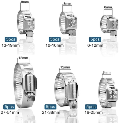 Grampos de mangueira de engrenagem de verme de aço inoxidável para tubulação de linhas de combustível Faixa ajustável 1/4-2 em 6-51mm ZINC Finish Sample Instock