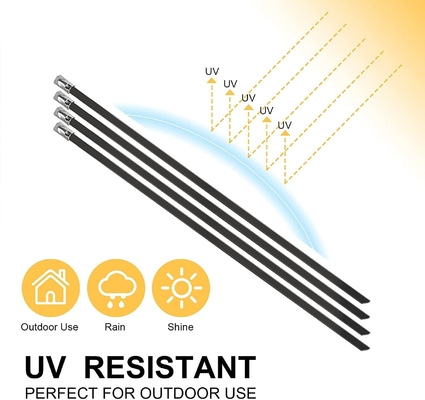 11.8 polegadas Branco 304 aço inoxidável Cable Ties Auto-bloqueio Metal Zip Ties para resistente à corrosão e seguro envoltório