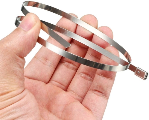 11.8 polegadas Branco 304 aço inoxidável Cable Ties Auto-bloqueio Metal Zip Ties para resistente à corrosão e seguro envoltório