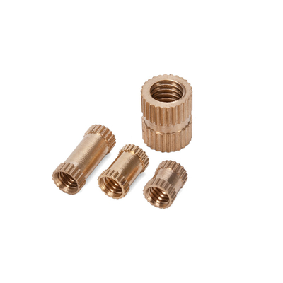 ANSI Padrão de tamanho personalizado Tratamento de água DIN Brass Knurled Nut Insert com acabamento passivado no sistema de medição métrica