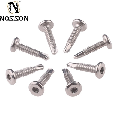 ST4.2 Sistema métrico de medição aço carbono Dacromet cabeça hexadeca parafuso de auto-perfuração com flange para resistência industrial