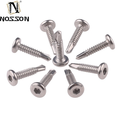 ST4.2 Sistema métrico de medição aço carbono Dacromet cabeça hexadeca parafuso de auto-perfuração com flange para resistência industrial