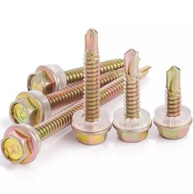 GB padrão de aço inoxidável cabeça hexadecimal Patta auto-perfuração folha de metal parafuso de telhado com borracha lavadora acabamento plano sistema de medição INCH