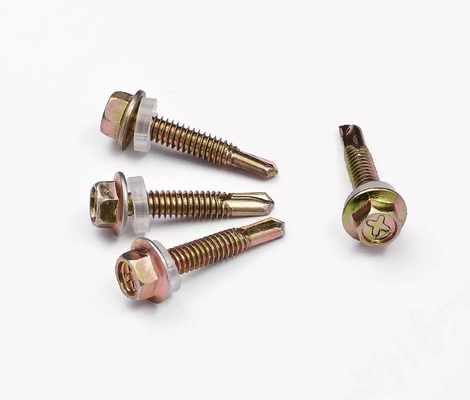 GB padrão de aço inoxidável cabeça hexadecimal Patta auto-perfuração folha de metal parafuso de telhado com borracha lavadora acabamento plano sistema de medição INCH