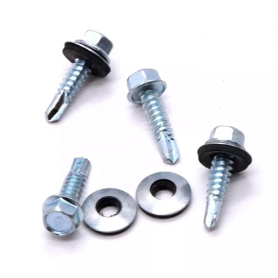 Parafuso para telhados de edifícios ST5.5 Galvanizado Metal Hexagon Head Tek Madeira Ferro Inoxidável Hex Parafuso de auto-perfuração com EPDM Washer