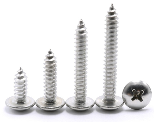 Parafusos de auto-aperto de acabamento galvanizado de aço inoxidável M1.2 M1.4 M1.7 M2 M2.3 M2.6 M3 M3.5 M4 M4.2 M5 M6 para construção