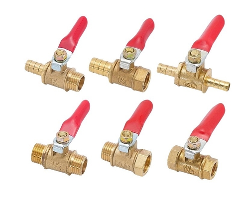 6mm Conector Pneumático Manuseio mangueira mangueira Barbe Inline Brass Água Óleo Ar Gás Linha de combustível Shutoff válvula de bola Tubos Fittings C10200