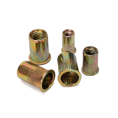 Alta resistência Flat Head Rivet Nut Fabricação Personalizada Pulling Nut Rivet 304 de aço inoxidável amarelo revestido de zinco para marinha