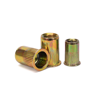 Alta resistência Flat Head Rivet Nut Fabricação Personalizada Pulling Nut Rivet 304 de aço inoxidável amarelo revestido de zinco para marinha