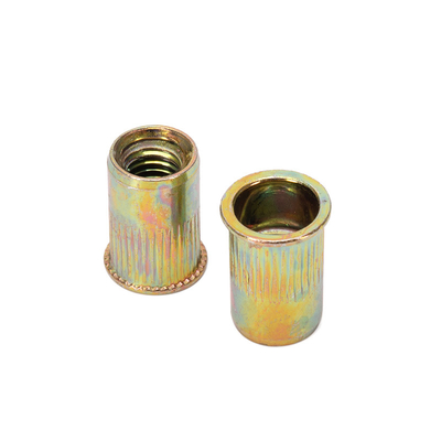 Alta resistência Flat Head Rivet Nut Fabricação Personalizada Pulling Nut Rivet 304 de aço inoxidável amarelo revestido de zinco para marinha