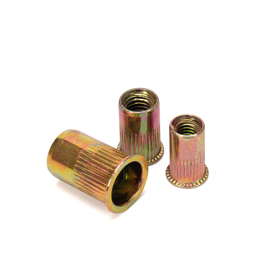 Metric DIN Standard Color Zinc Plated Big Round Flat Head Knurled Body Rivet Nut para a Indústria de Saúde Ferramenta essencial