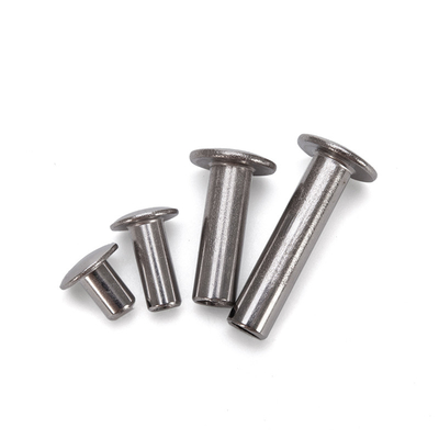 ANSI/ASME Padrão de aço inoxidável brilhante de alumínio decorado cabeça plana meia oca rivet semi-tubular M2.5 para saco de couro