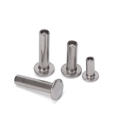 Rebites ocos de aço inoxidável semitubular semicelular de acabamento brilhante não revestido com cabeça plana personalizada e padrão DIN em M2.5-M6.3
