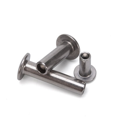Rebites ocos de aço inoxidável semitubular semicelular de acabamento brilhante não revestido com cabeça plana personalizada e padrão DIN em M2.5-M6.3