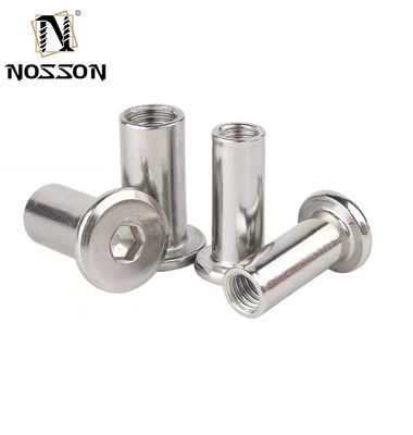 DIN padrão aço inoxidável Hex Socket cabeça plana de mangas de barril de porca com cabeça redonda porcas de móveis M2 M3 M4 M5 M6 M8 M10