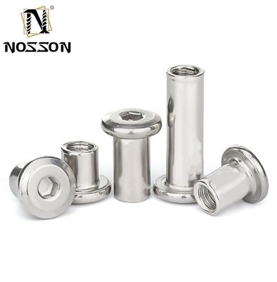 DIN padrão aço inoxidável Hex Socket cabeça plana de mangas de barril de porca com cabeça redonda porcas de móveis M2 M3 M4 M5 M6 M8 M10