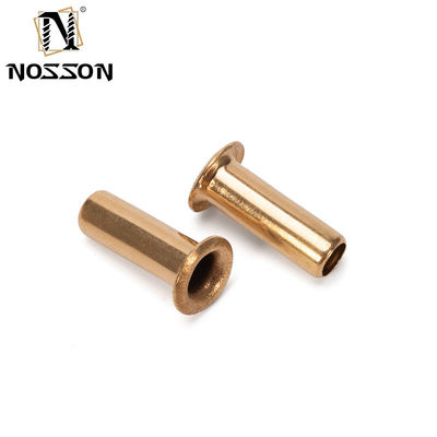 Olheiras metálicas de latão Nozes de rivetas ocas Copper Through Hole Rivet Grommets Gb876 M0.9 M1.3 1.5 2 2.3 2.5 3 3.5 4 5 6mm acabamento brilhante