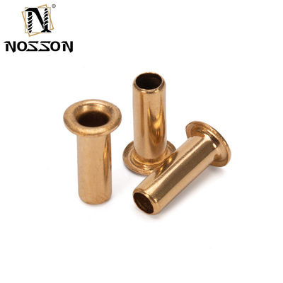 Olheiras metálicas de latão Nozes de rivetas ocas Copper Through Hole Rivet Grommets Gb876 M0.9 M1.3 1.5 2 2.3 2.5 3 3.5 4 5 6mm acabamento brilhante