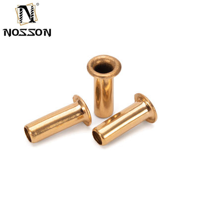 Olheiras metálicas de latão Nozes de rivetas ocas Copper Through Hole Rivet Grommets Gb876 M0.9 M1.3 1.5 2 2.3 2.5 3 3.5 4 5 6mm acabamento brilhante