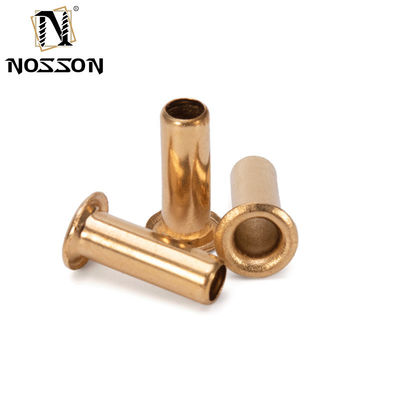 Olheiras metálicas de latão Nozes de rivetas ocas Copper Through Hole Rivet Grommets Gb876 M0.9 M1.3 1.5 2 2.3 2.5 3 3.5 4 5 6mm acabamento brilhante