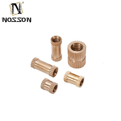 Metric BS Standard Passivated Finish M3 Brass Heating Molding Copper Double Knurled Threaded Insert Nuts para soluções personalizadas