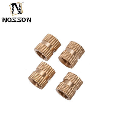 Metric BS Standard Passivated Finish M3 Brass Heating Molding Copper Double Knurled Threaded Insert Nuts para soluções personalizadas