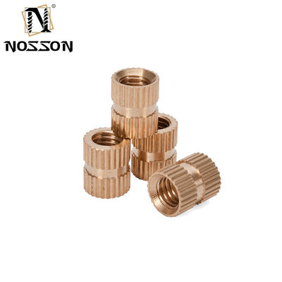 Metric BS Standard Passivated Finish M3 Brass Heating Molding Copper Double Knurled Threaded Insert Nuts para soluções personalizadas