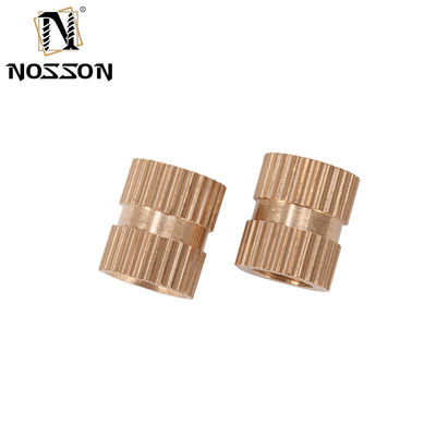 Metric BS Standard Passivated Finish M3 Brass Heating Molding Copper Double Knurled Threaded Insert Nuts para soluções personalizadas