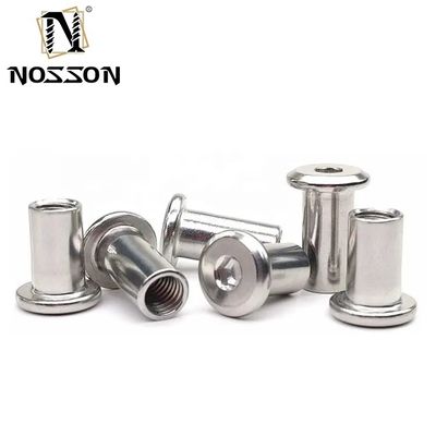 Flat Head Metric Hex Socket Sleeve Barrel Nut para aço inoxidável de alta precisão M6 Sistema de medição métrico na norma ISO