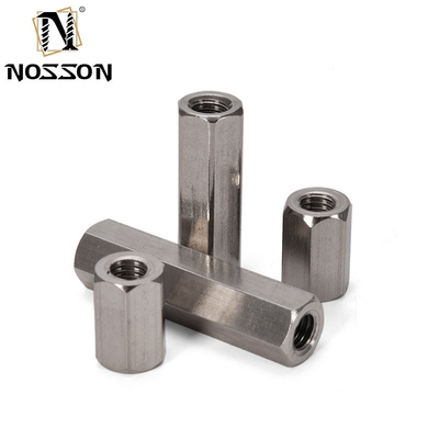 Aço inoxidável de mineração 201/304/316 Conector hexagonal com roscas M4 M5 M6 M16 Nozes de acoplamento hexagonais longas DIN6334 3/8&quot;-16 x 1-1/8