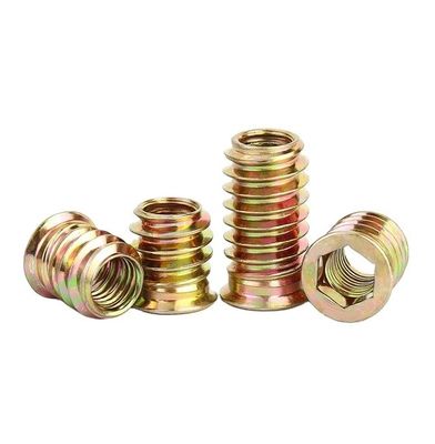 Ferro de aço carbono profissional Hex Socket Thread Madeira Nut Thread inserções DIN padrão de cádmio revestido para a indústria automotiva